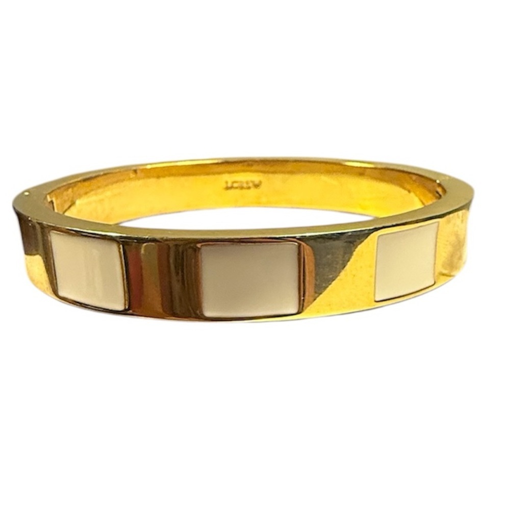 J. Crew Gold Bracelet with White Enamel Stripes